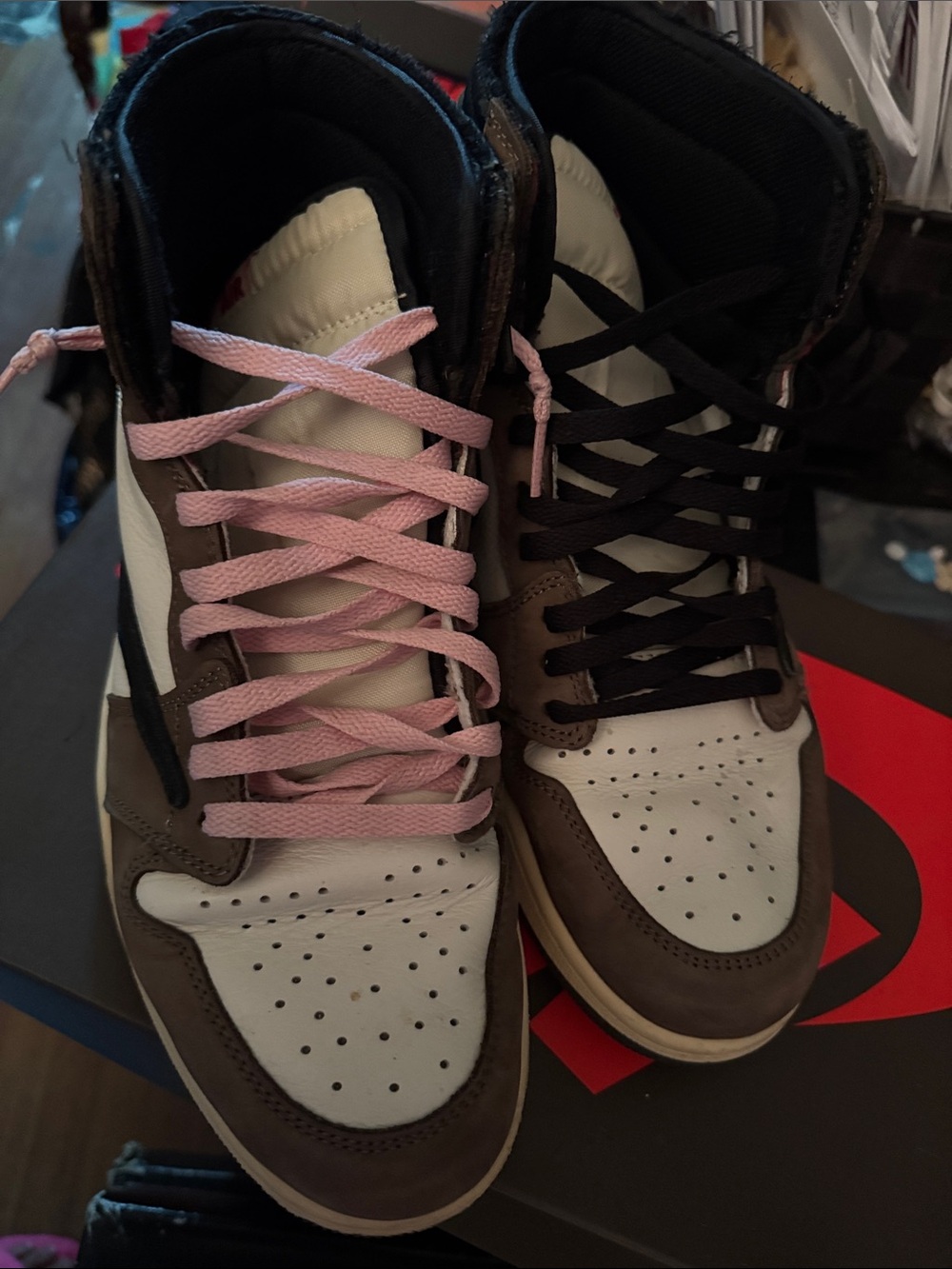 Jordan Women's High-Top Sneakers in Brown, White & Pink